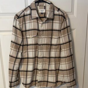 American Eagle Outfitters Tan Plaid Casual Button Down Shirt
